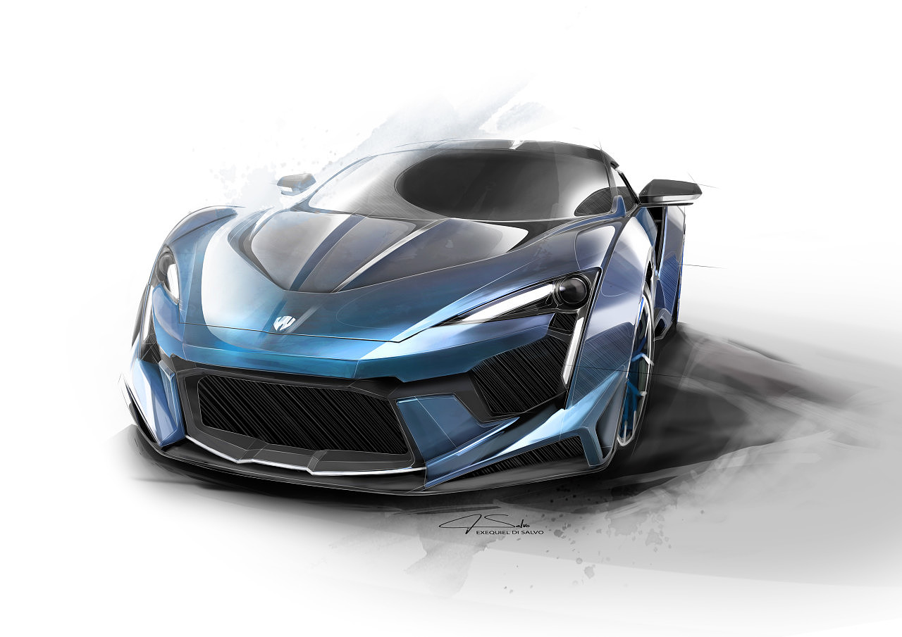 sketch，Super run，vehicle，traffic，Sports car，W Motors，