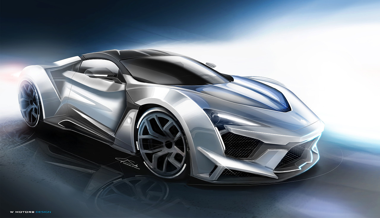 sketch，Super run，vehicle，traffic，Sports car，W Motors，