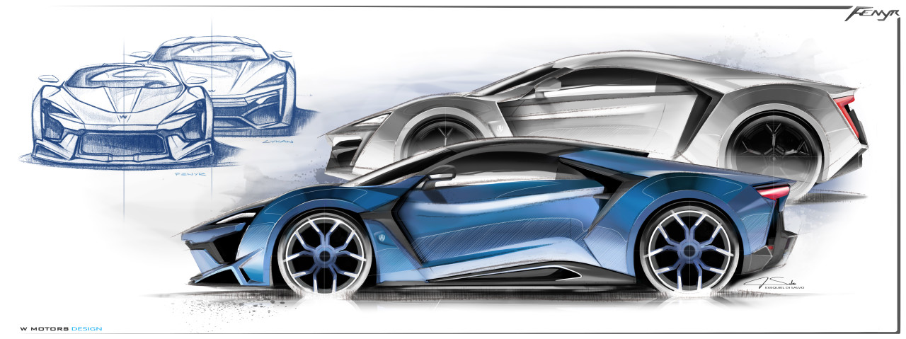 sketch，Super run，vehicle，traffic，Sports car，W Motors，