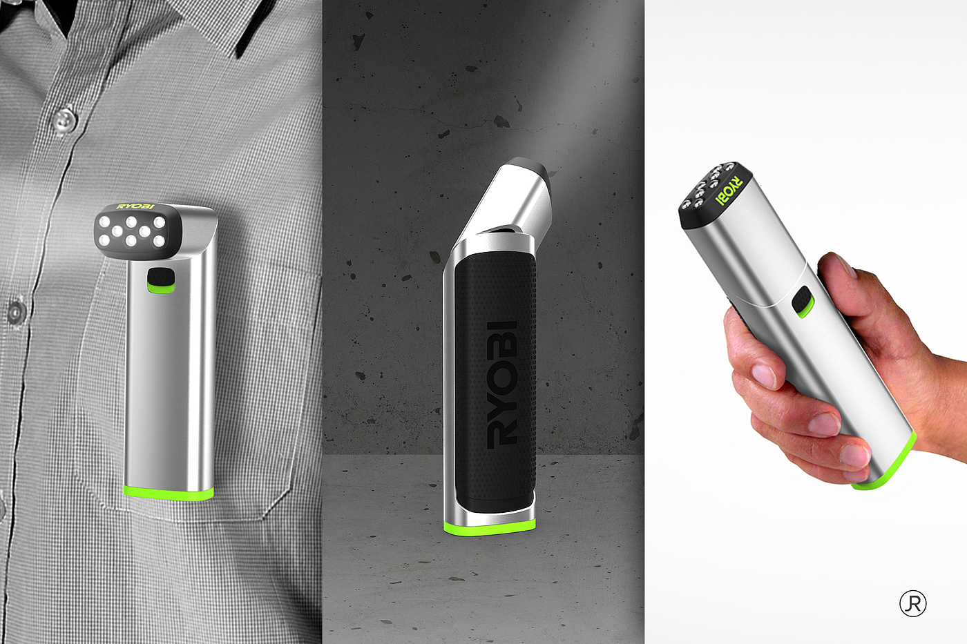 Flashlight design，RYOBI LUMNS，