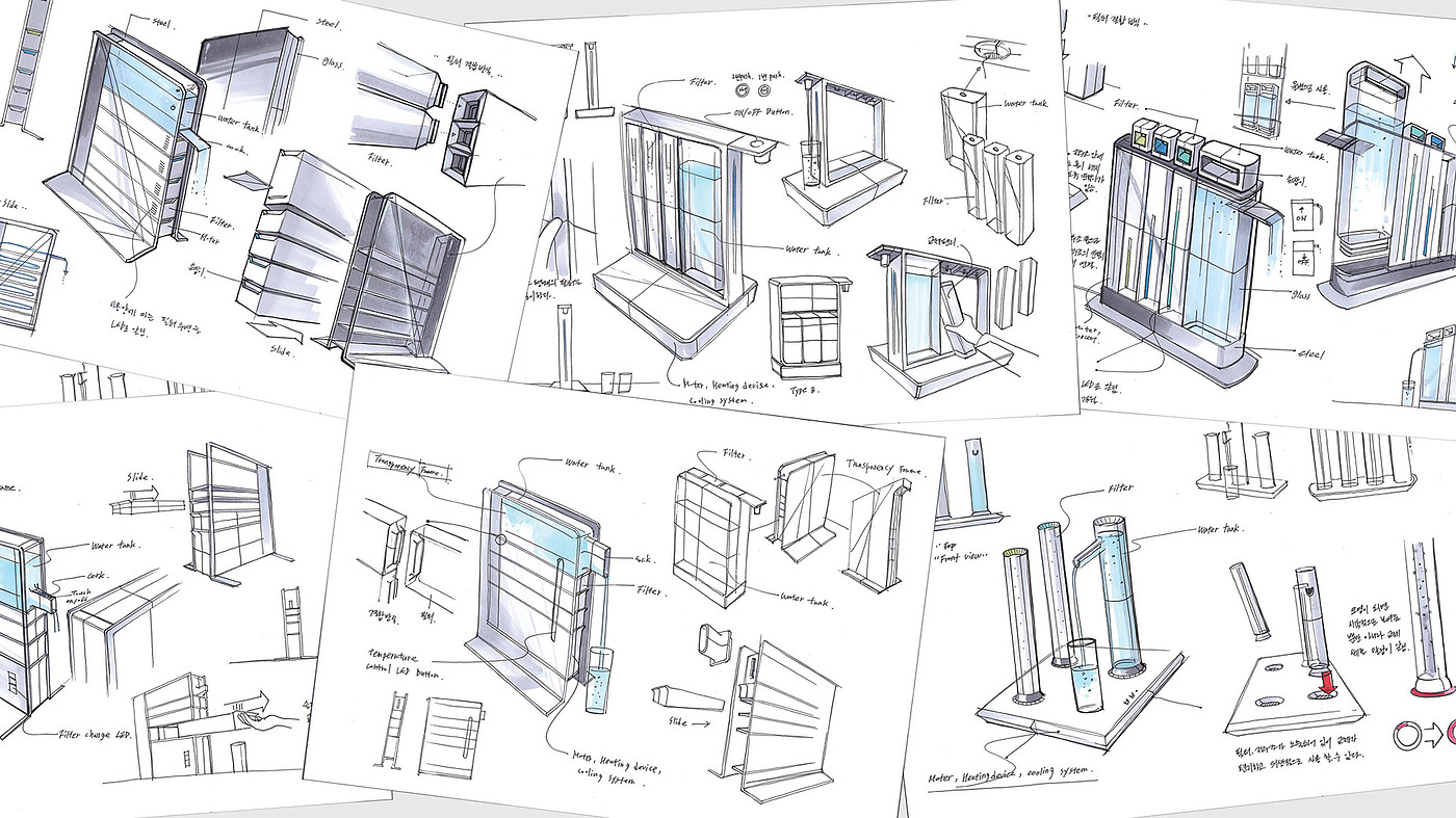 Transparent water purifier，product design，