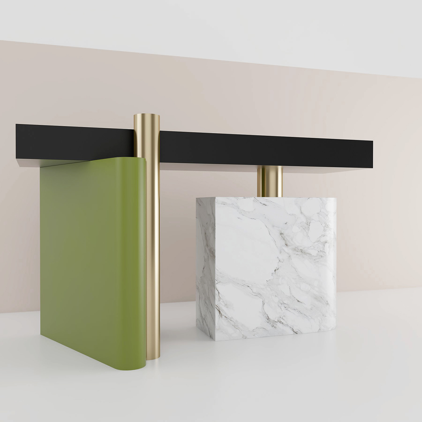 conceptual design，Console table，stone，Acrylic，Marble，brass，