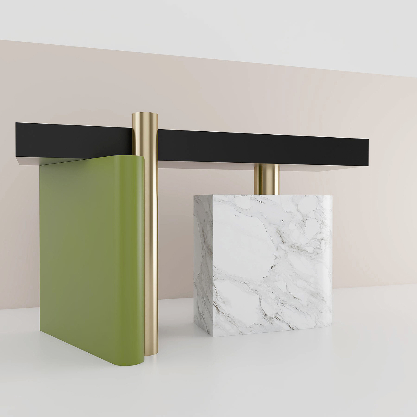 conceptual design，Console table，stone，Acrylic，Marble，brass，