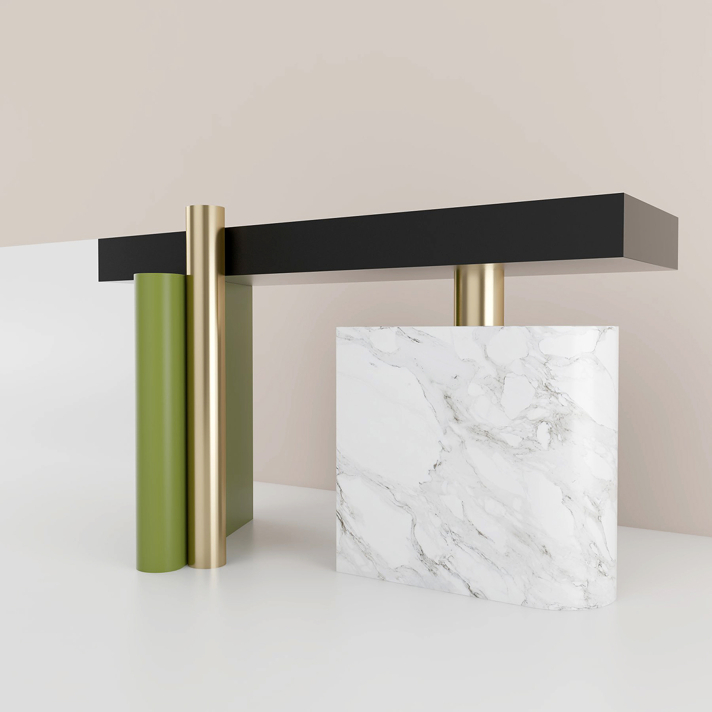conceptual design，Console table，stone，Acrylic，Marble，brass，