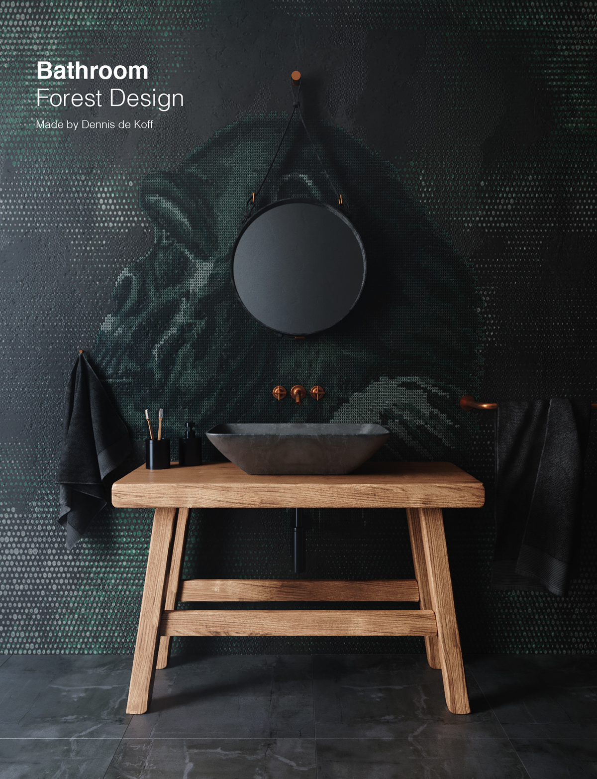 Toilet design，Dennis de Koff，Bathroom Design，Modeling and rendering，