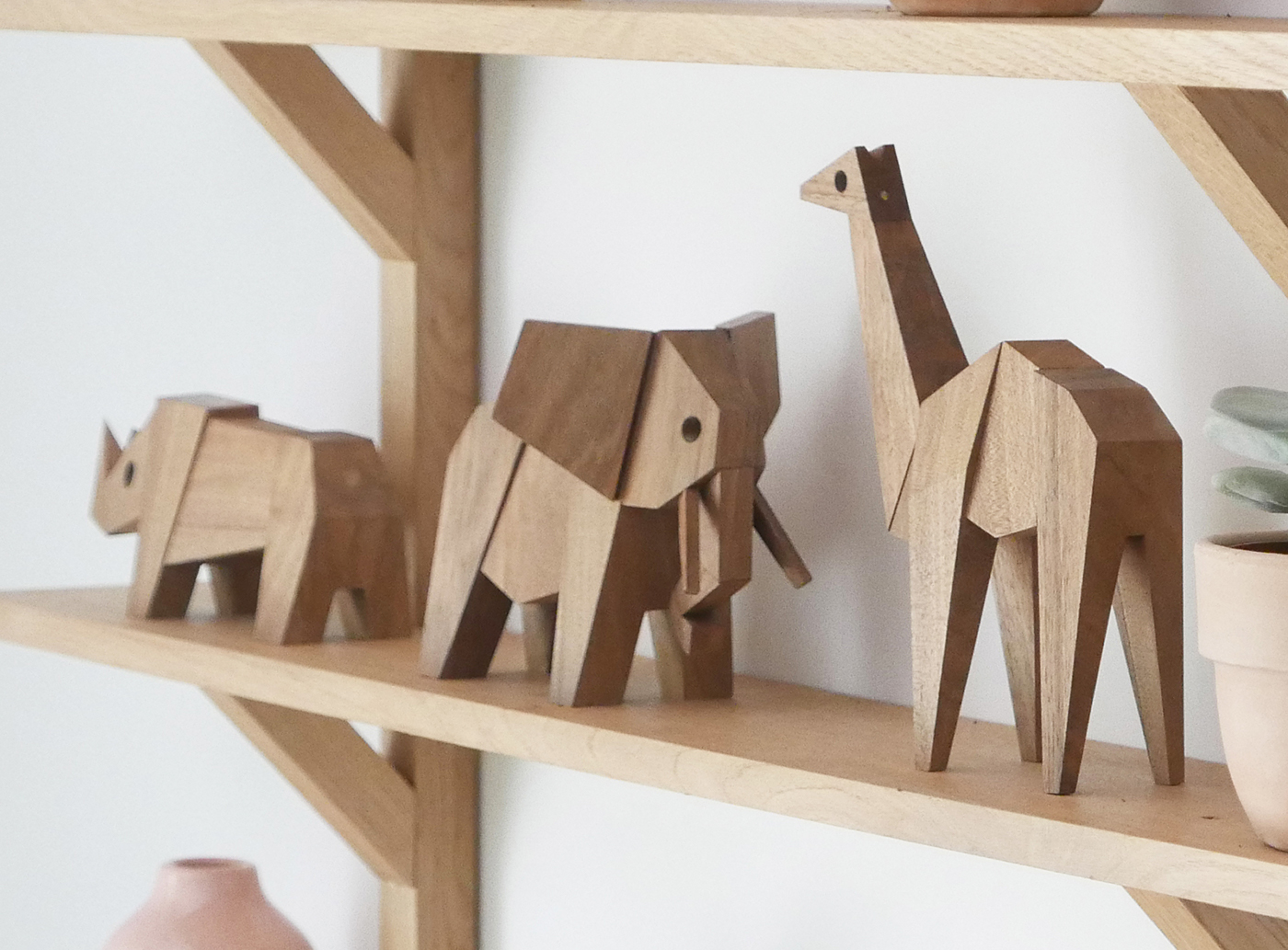 muzo,积木,大象,小象,犀牛,木质玩具,有趣