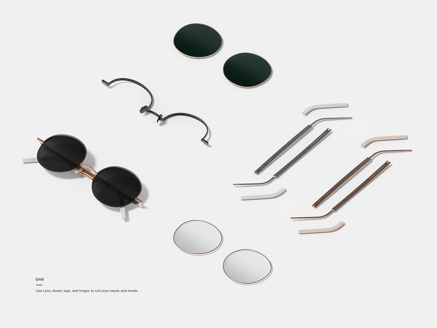 glasses，white，circular，product design，