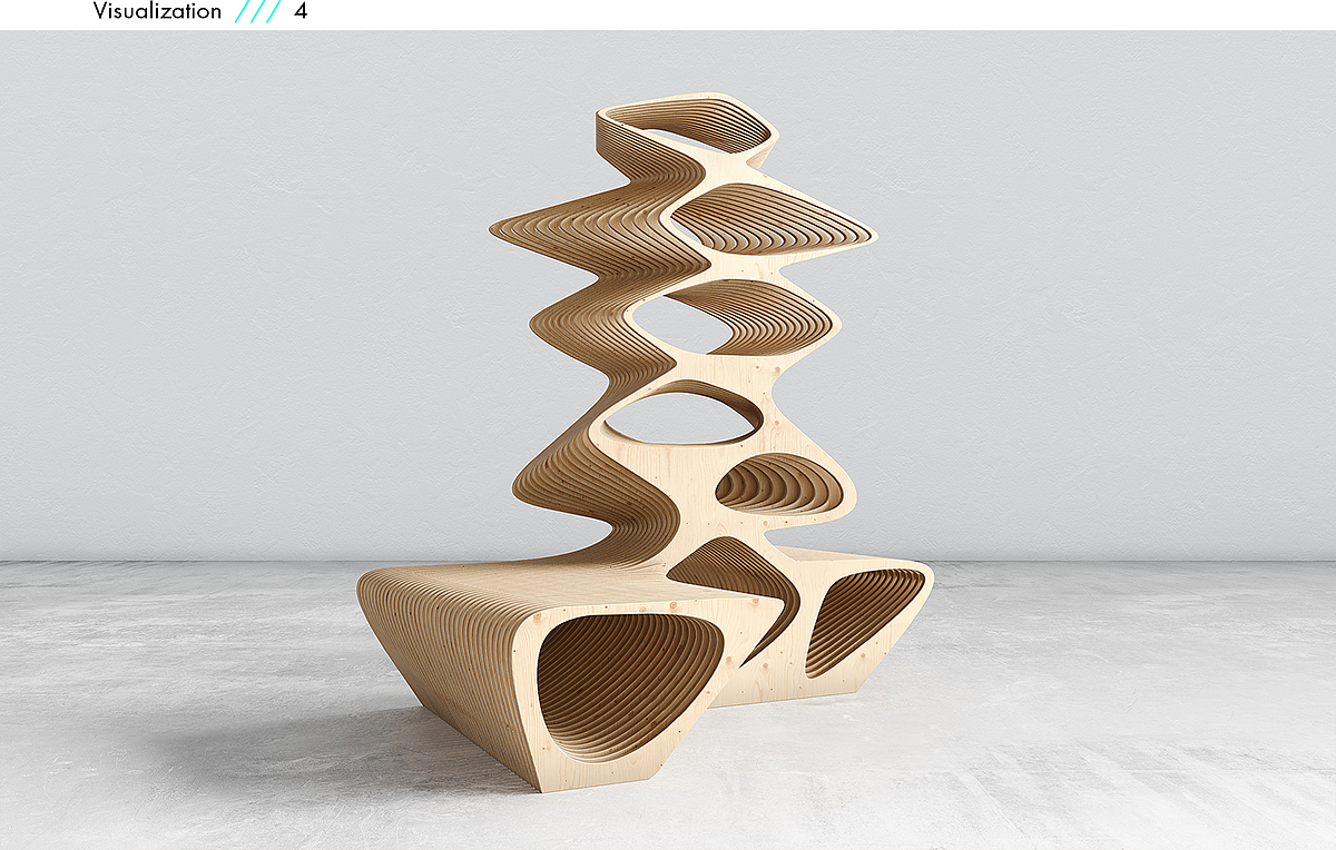 Plywood，Parametric furniture，Oleg Soroko，TERMITE TREE，