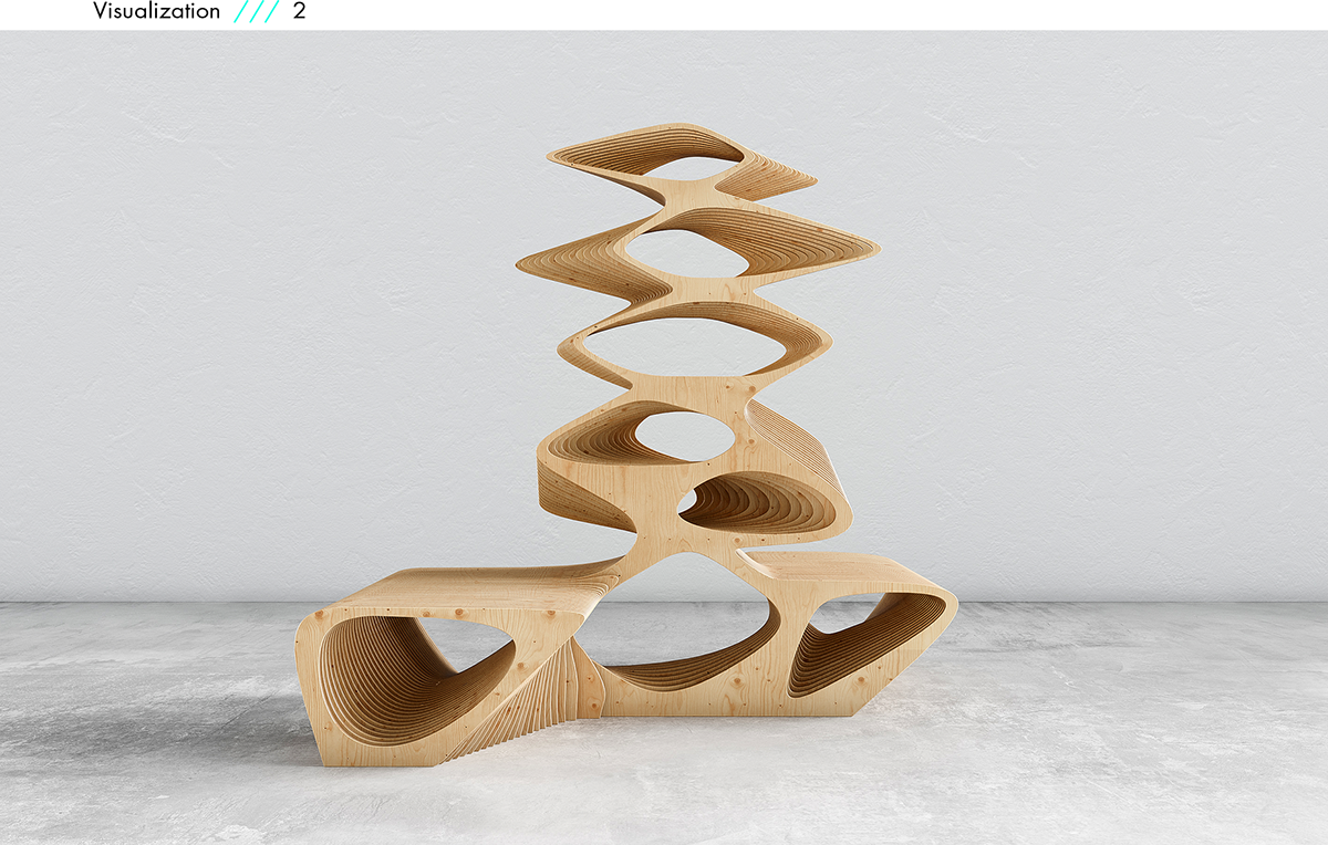 Plywood，Parametric furniture，Oleg Soroko，TERMITE TREE，