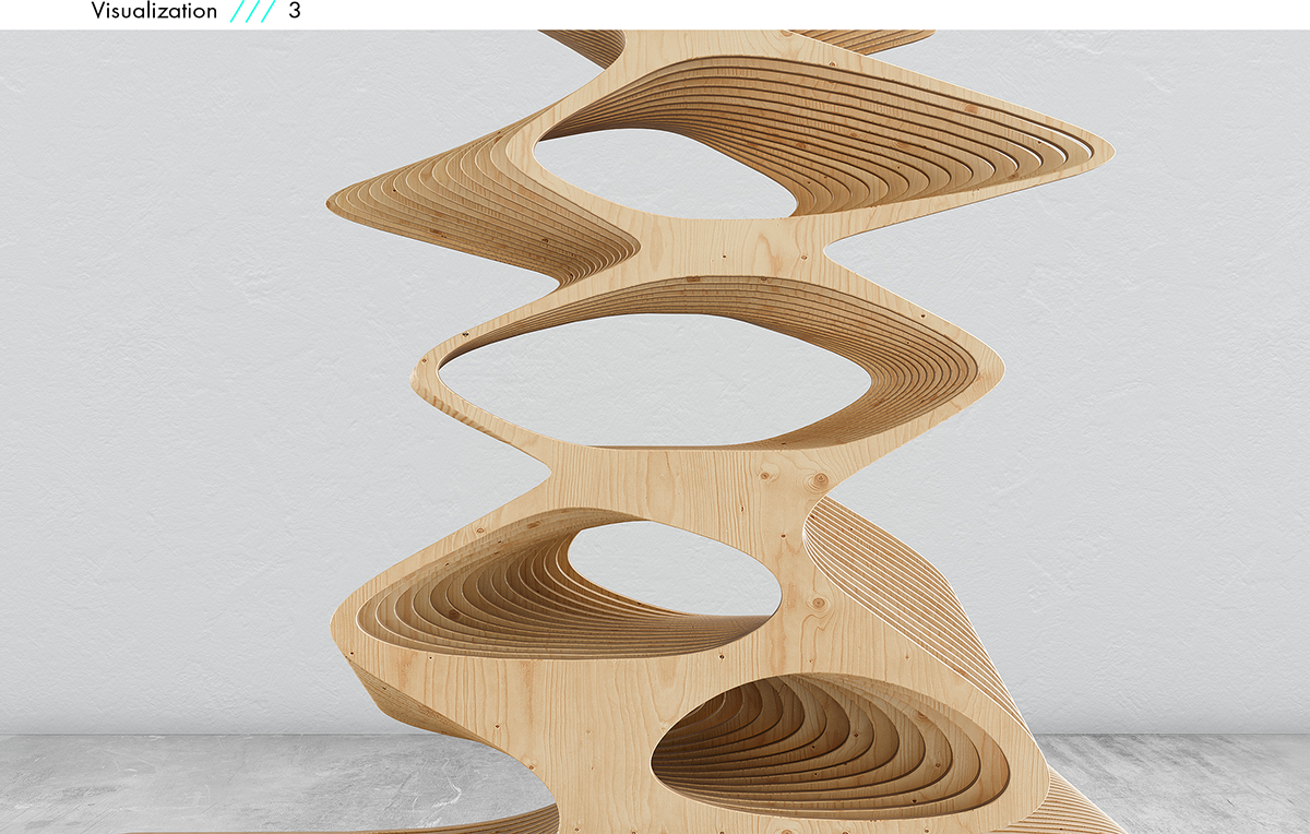 Plywood，Parametric furniture，Oleg Soroko，TERMITE TREE，