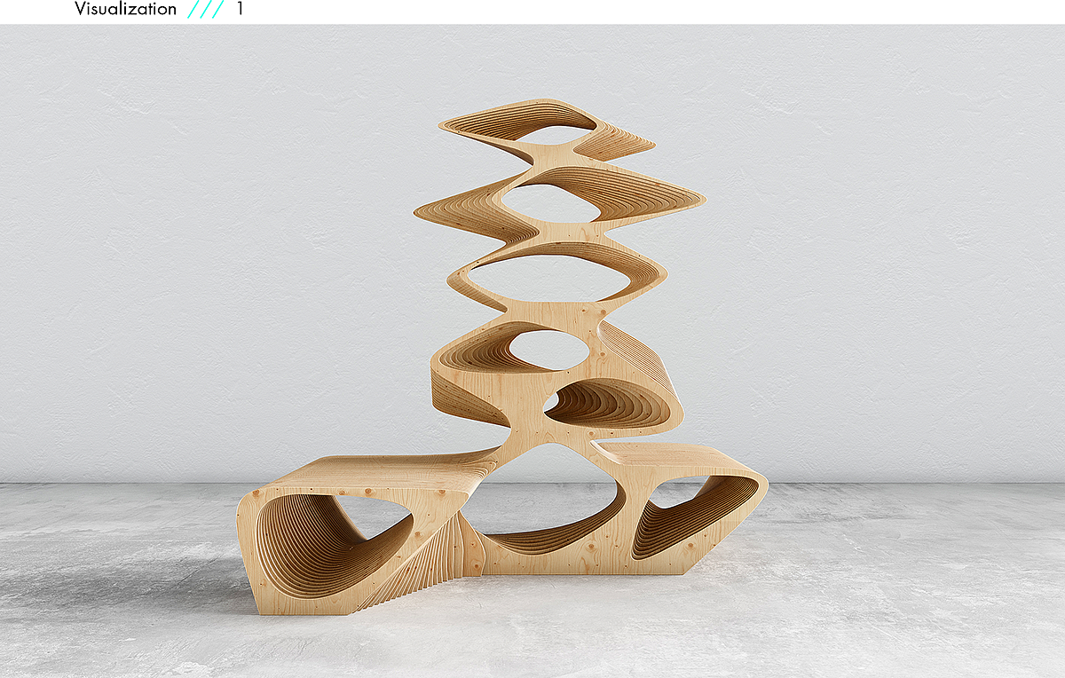 Plywood，Parametric furniture，Oleg Soroko，TERMITE TREE，