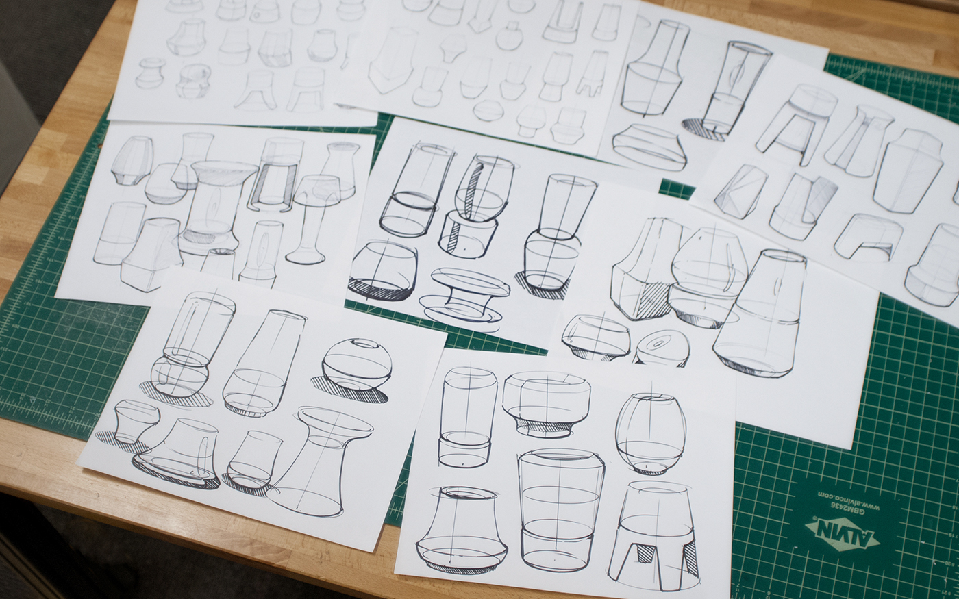 灯具设计三件套手绘结构效果图