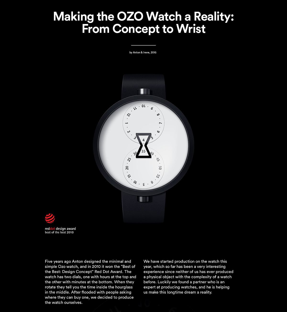 Red dot award，Wristwatch，originality，Hourglass Watch，ozone，