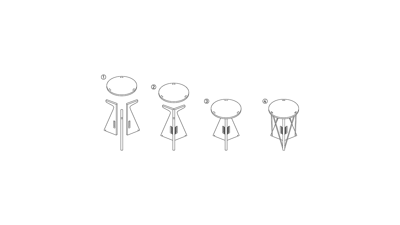 stool，wooden ，Connected stool，N Y U N .，long drum，