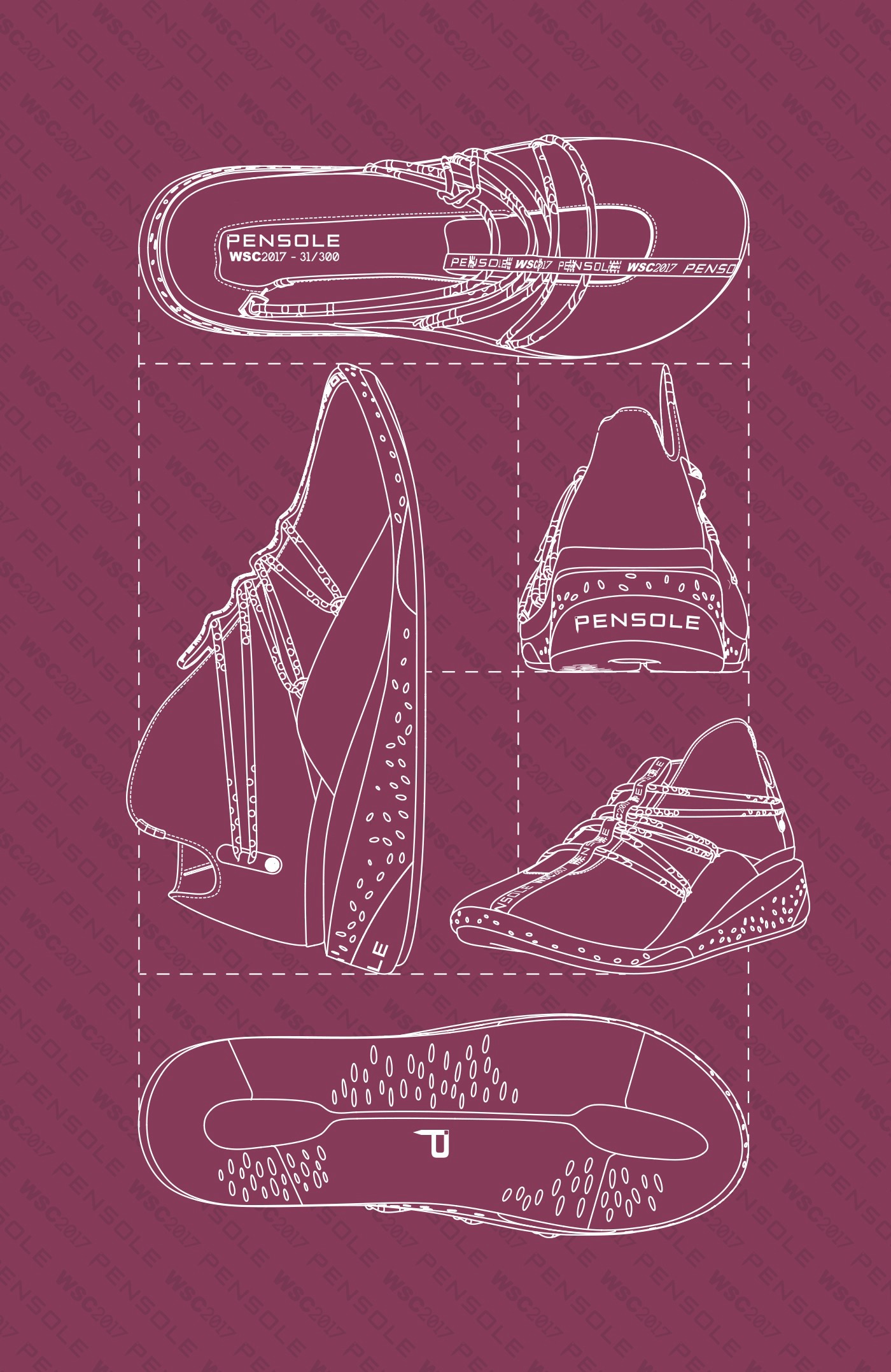 WSC2017，shoes，Outdoor sports，product design，PENSOLE，Hand drawn，
