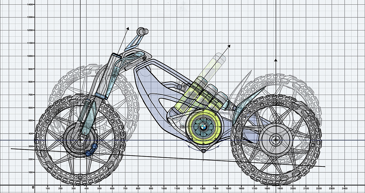越野摩托，宝马，造型精致，灵活轻便，工业设计，