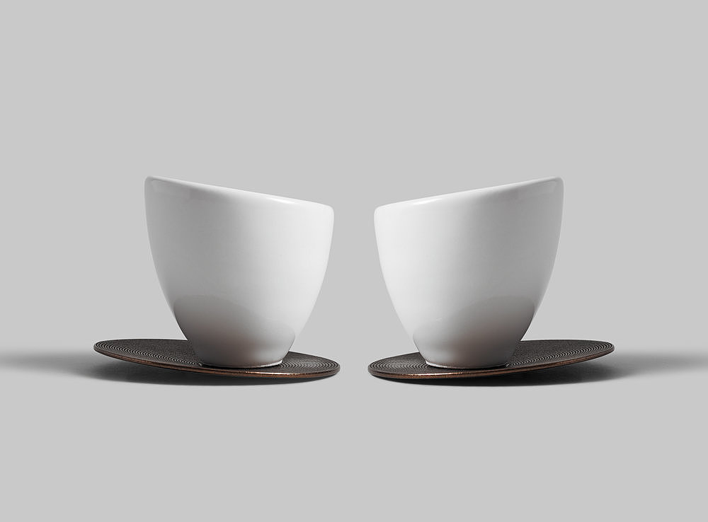 product design，industrial design，white，coffee cup，Porcelain，3D printing，OTHR，bronze ware，Coaster，