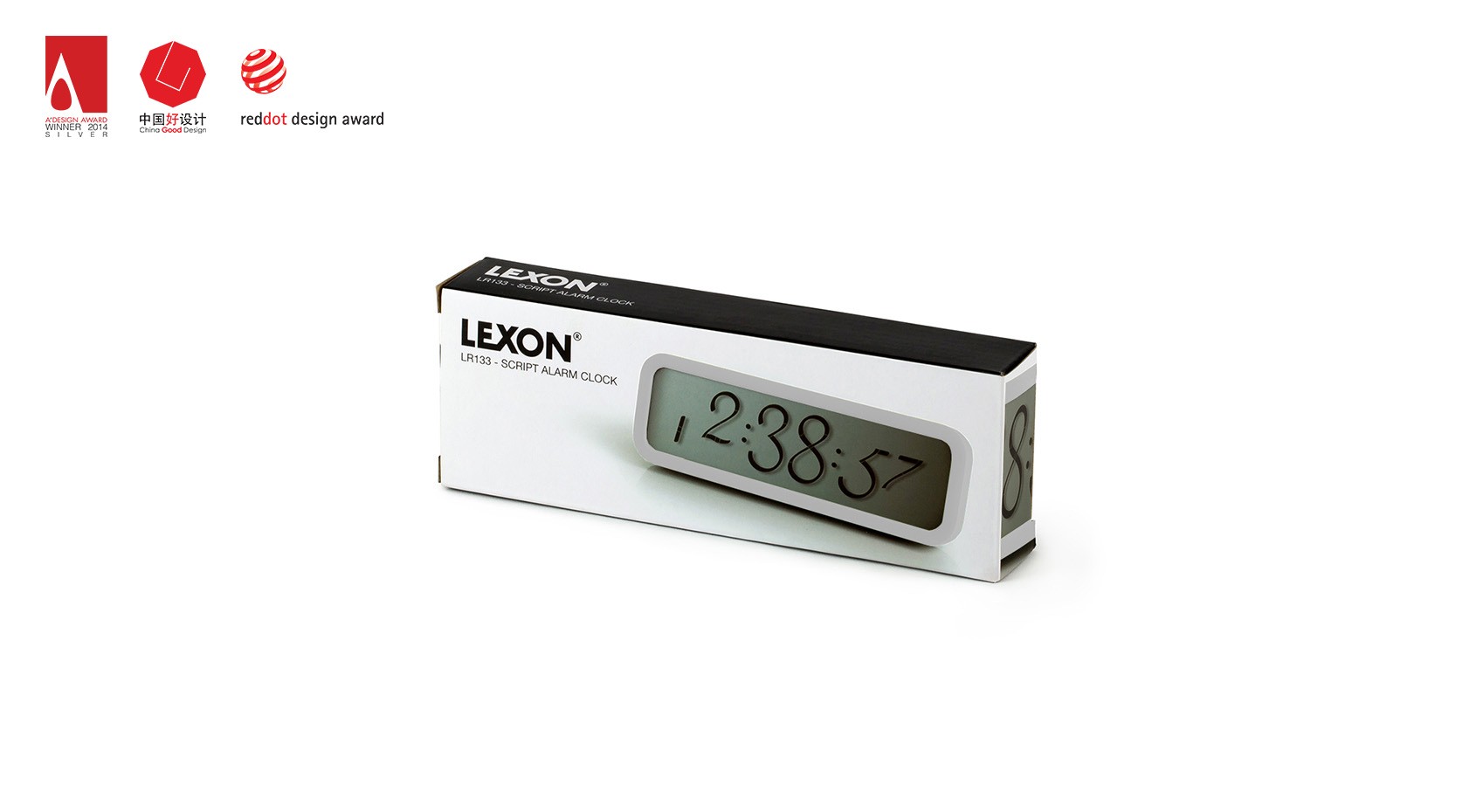 Red dot award，SCRIPT ALARM，LEXON，Clock，lcd，