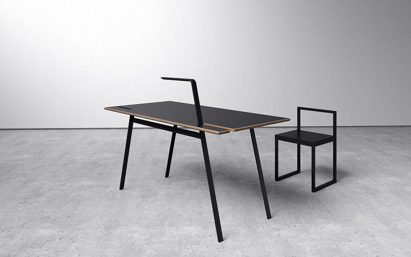 white，simple，Table，Flamingo desk，Andrey Mohila，