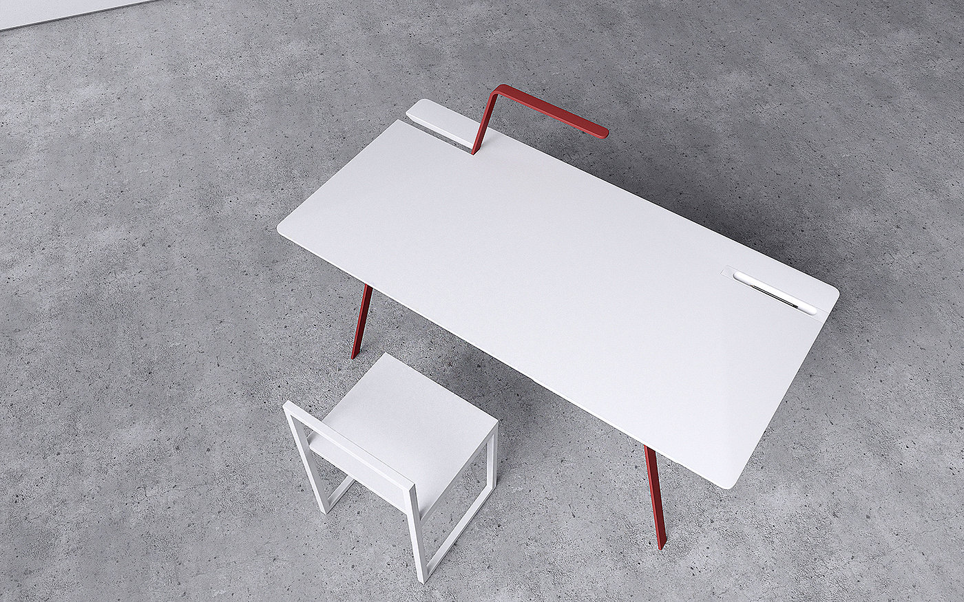 white，simple，Table，Flamingo desk，Andrey Mohila，