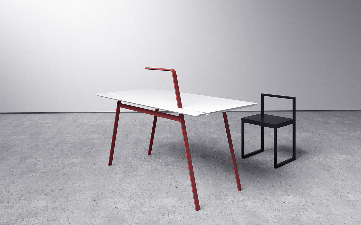 white，simple，Table，Flamingo desk，Andrey Mohila，