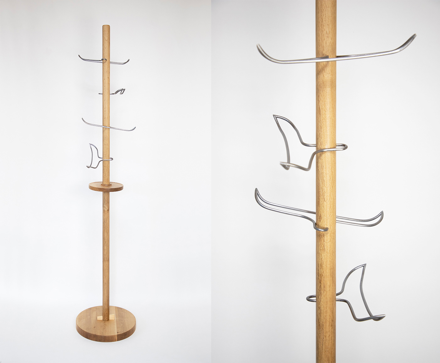 WOMAN HANGS，coat hanger，Handmade，Wooden column，Metal，