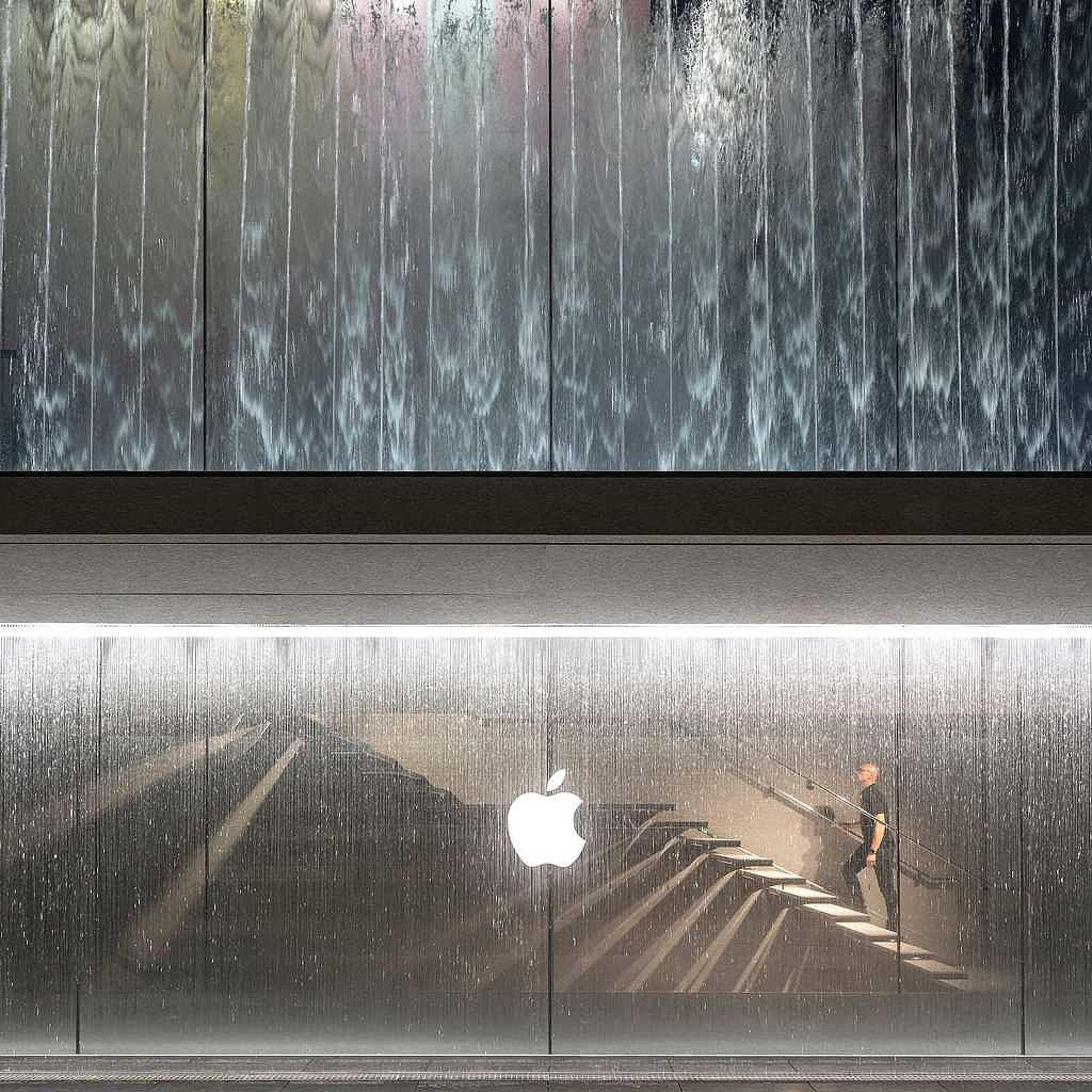 Apple Inc，fountain，Architectural design，Minimalist，modern stylish，water，lighting，Milan, Italy，Electronic consumption，furniture design ，Modern design，Interior design，