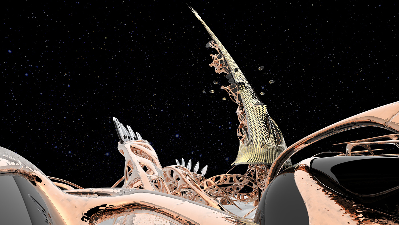 moonscape，Architectural design，Expansion structure，Dependent growth，Futurism，