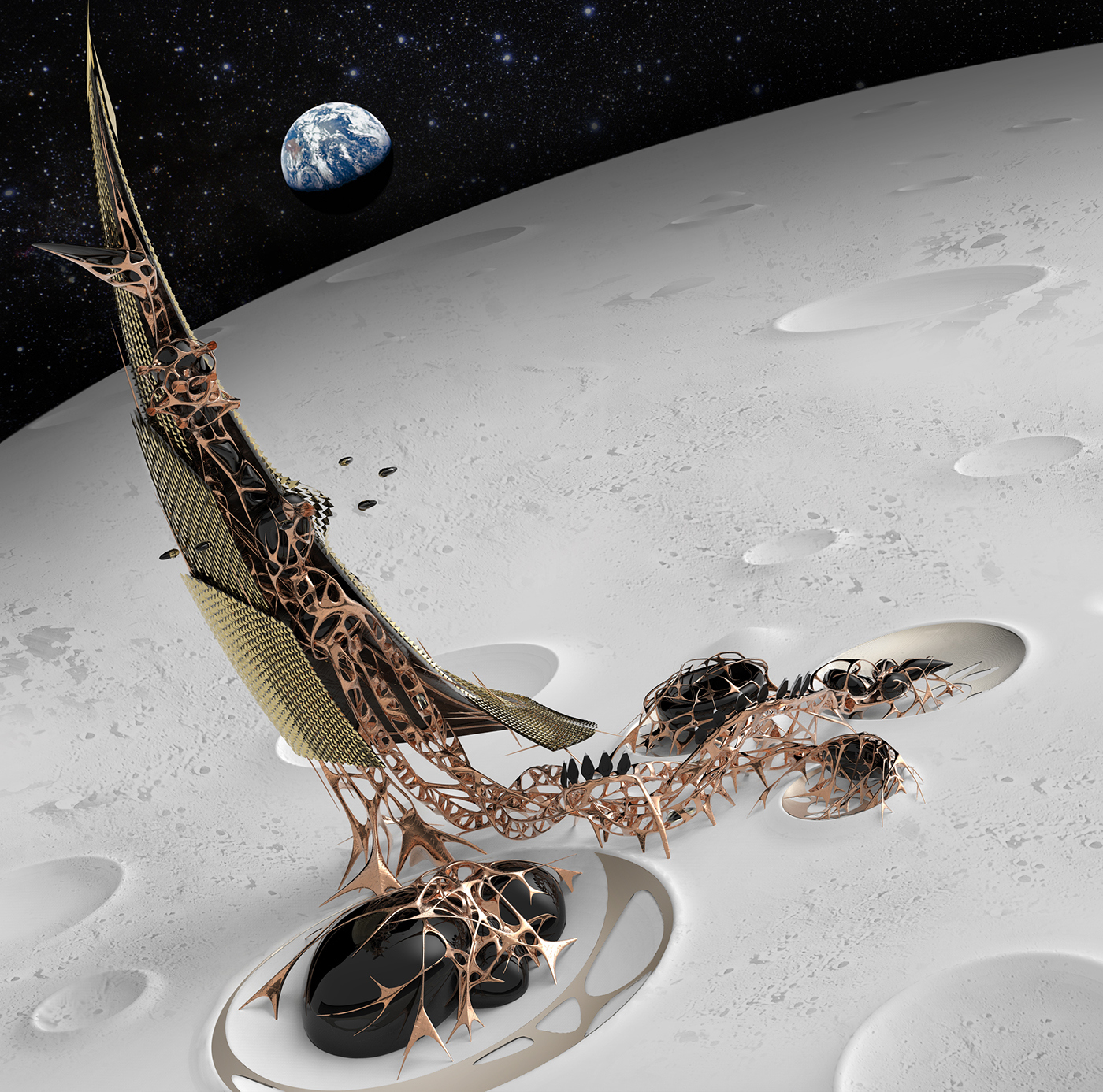 moonscape，Architectural design，Expansion structure，Dependent growth，Futurism，