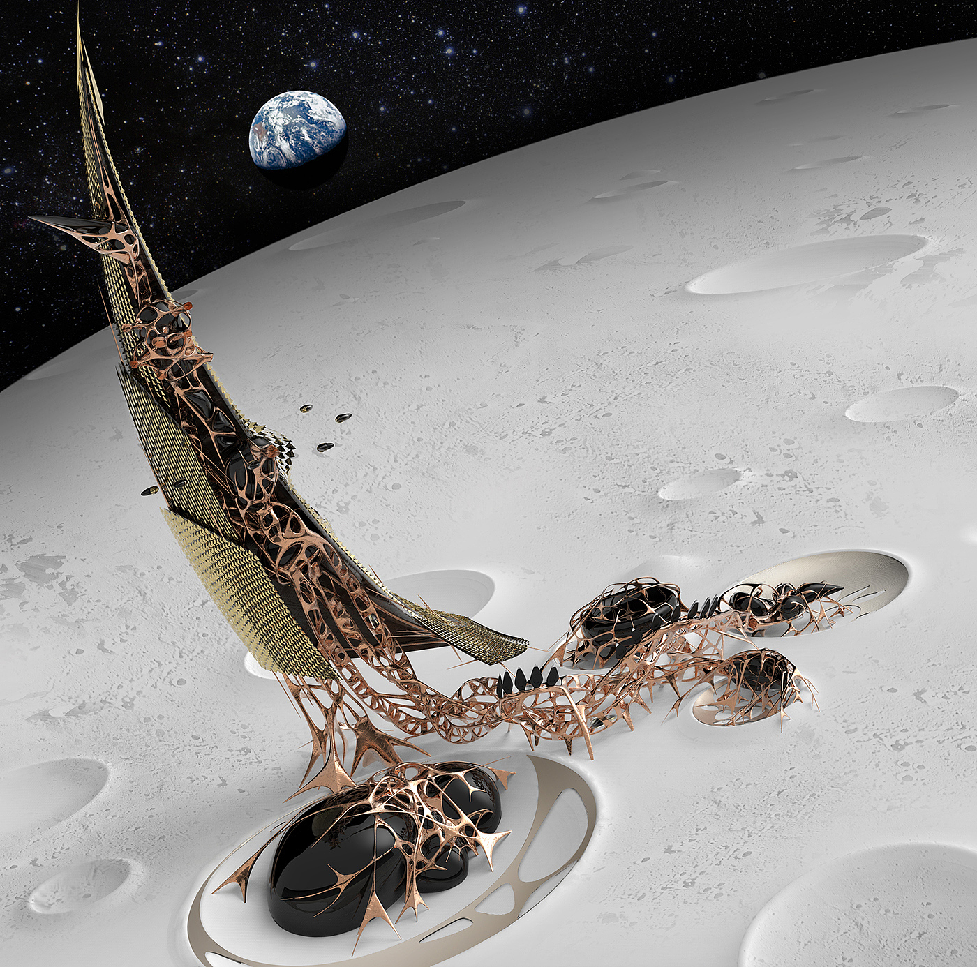 moonscape，Architectural design，Expansion structure，Dependent growth，Futurism，