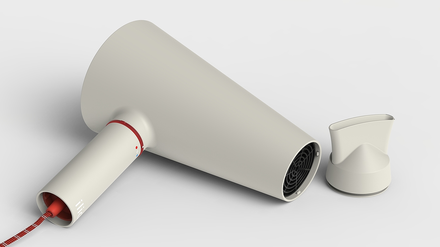 Ilio hair dryer，white，product design，
