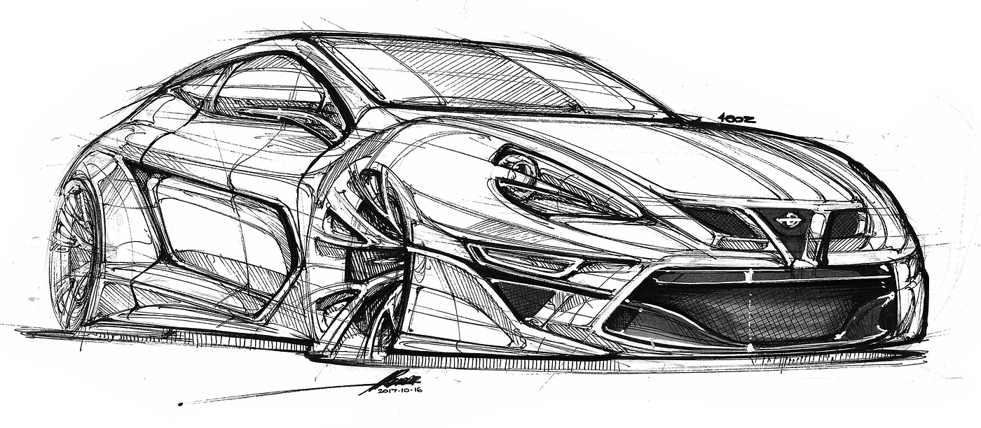 Hand drawn car，vehicle，product design，industrial design，