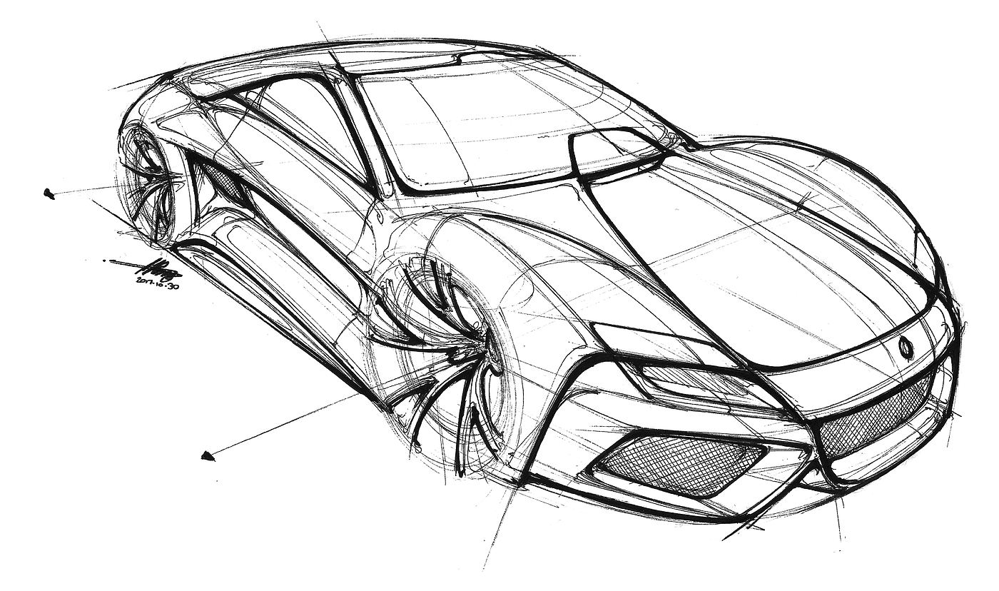 Hand drawn car，vehicle，product design，industrial design，