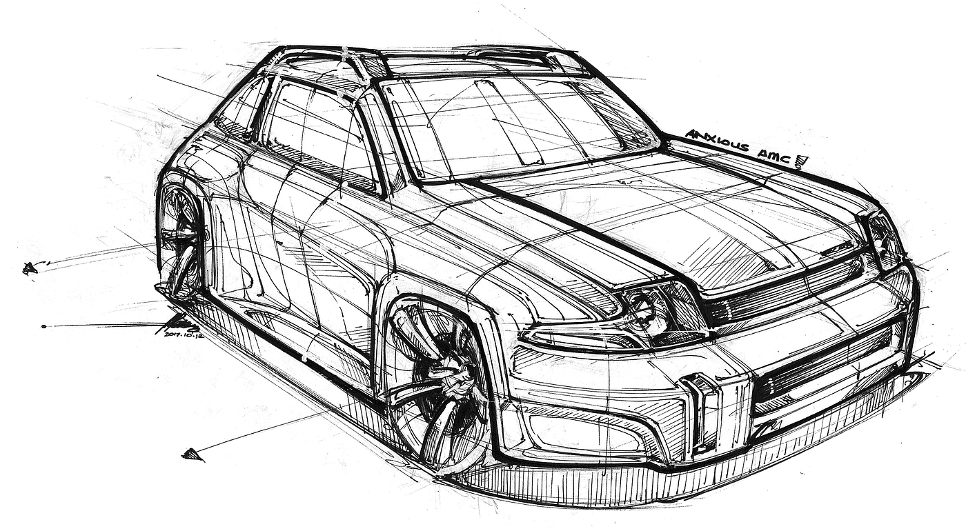 Hand drawn car，vehicle，product design，industrial design，