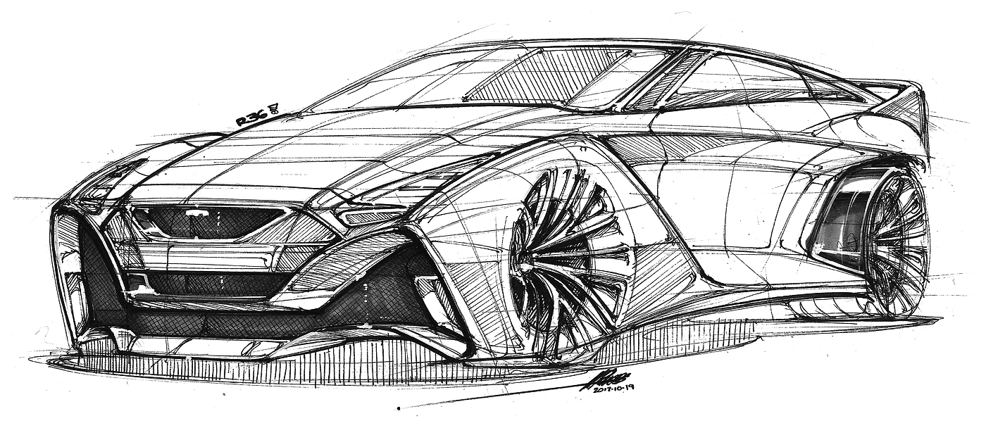 Hand drawn car，vehicle，product design，industrial design，