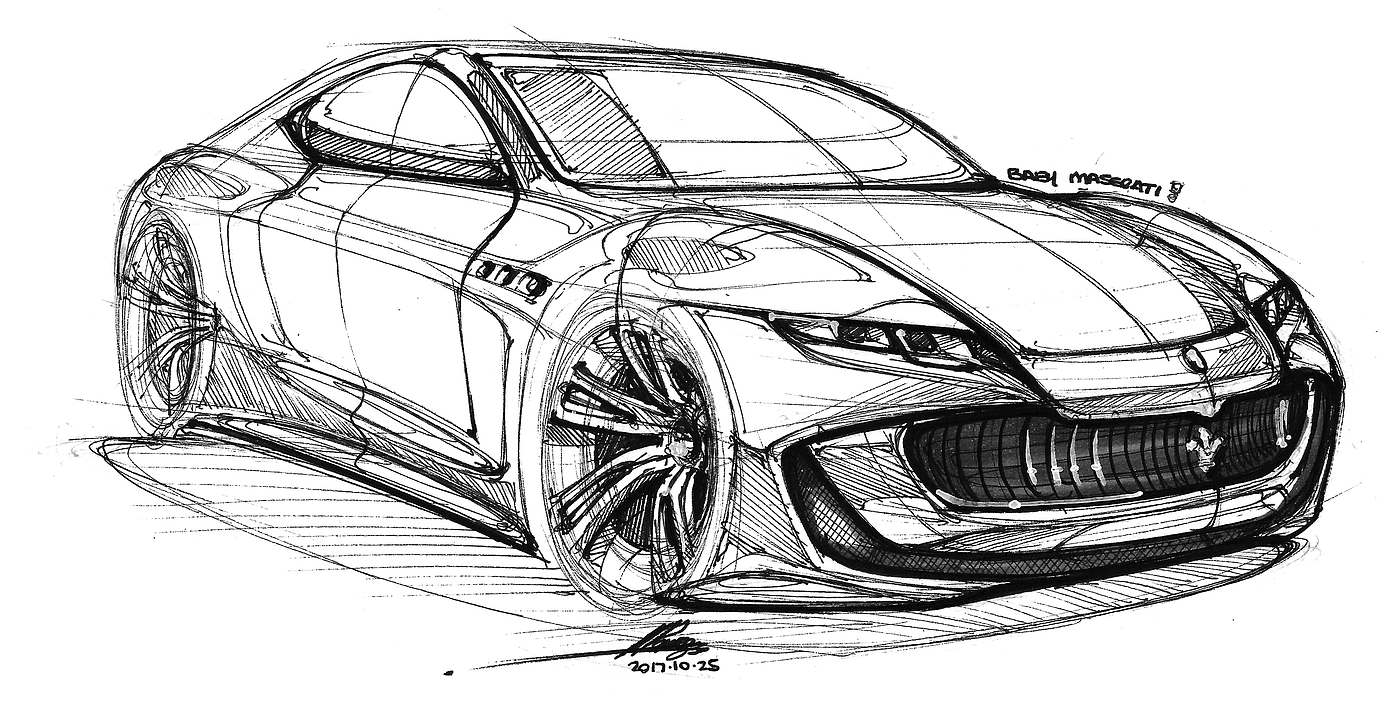 Hand drawn car，vehicle，product design，industrial design，