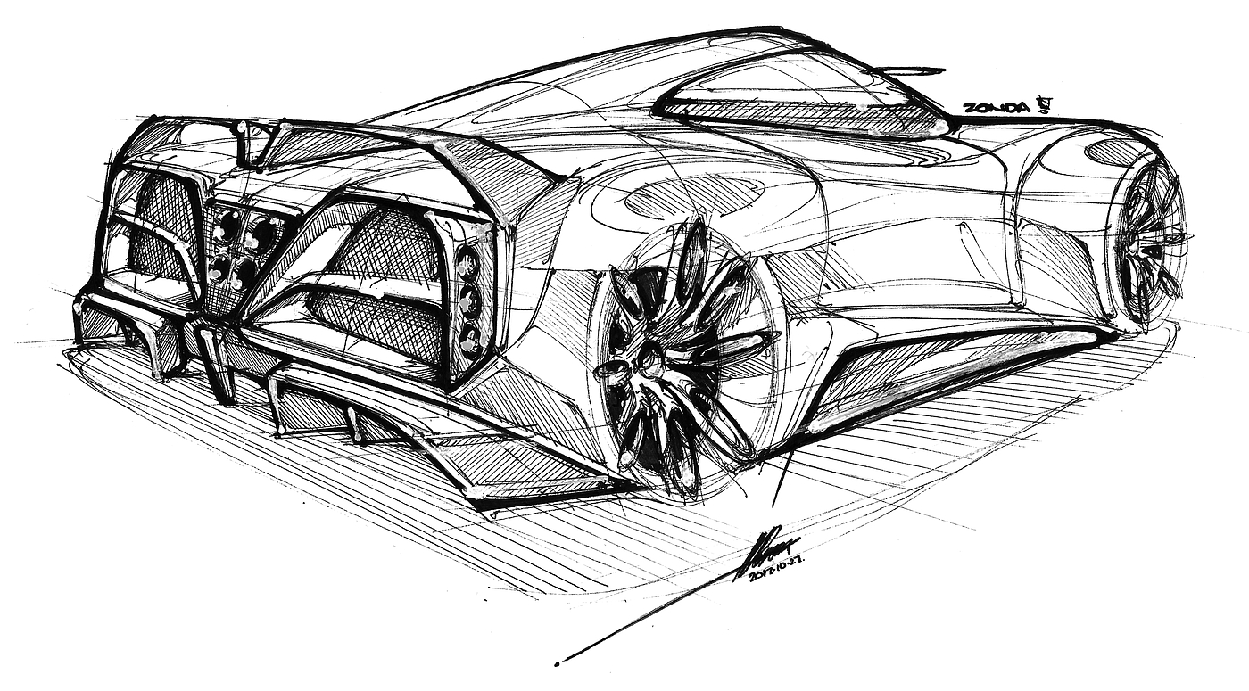 Hand drawn car，vehicle，product design，industrial design，