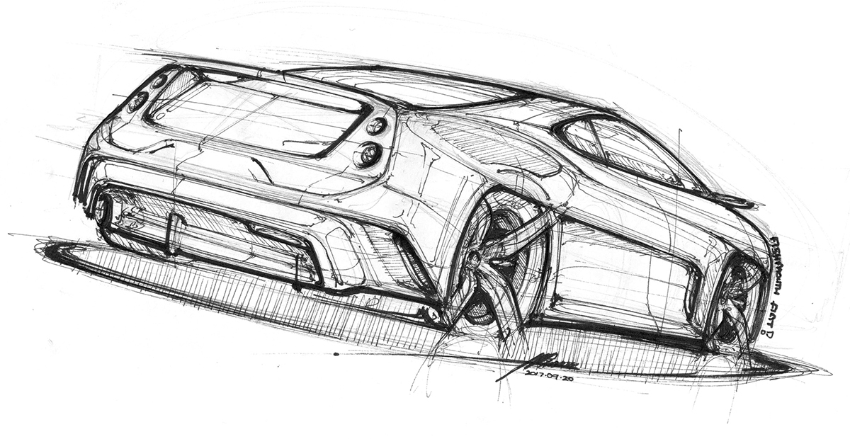 Hand drawn car，vehicle，product design，industrial design，