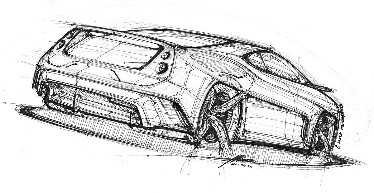 Hand drawn car，vehicle，product design，industrial design，