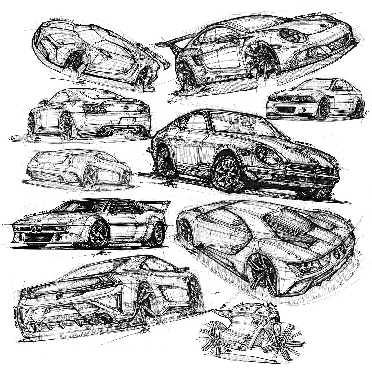 Hand drawn car，vehicle，product design，industrial design，