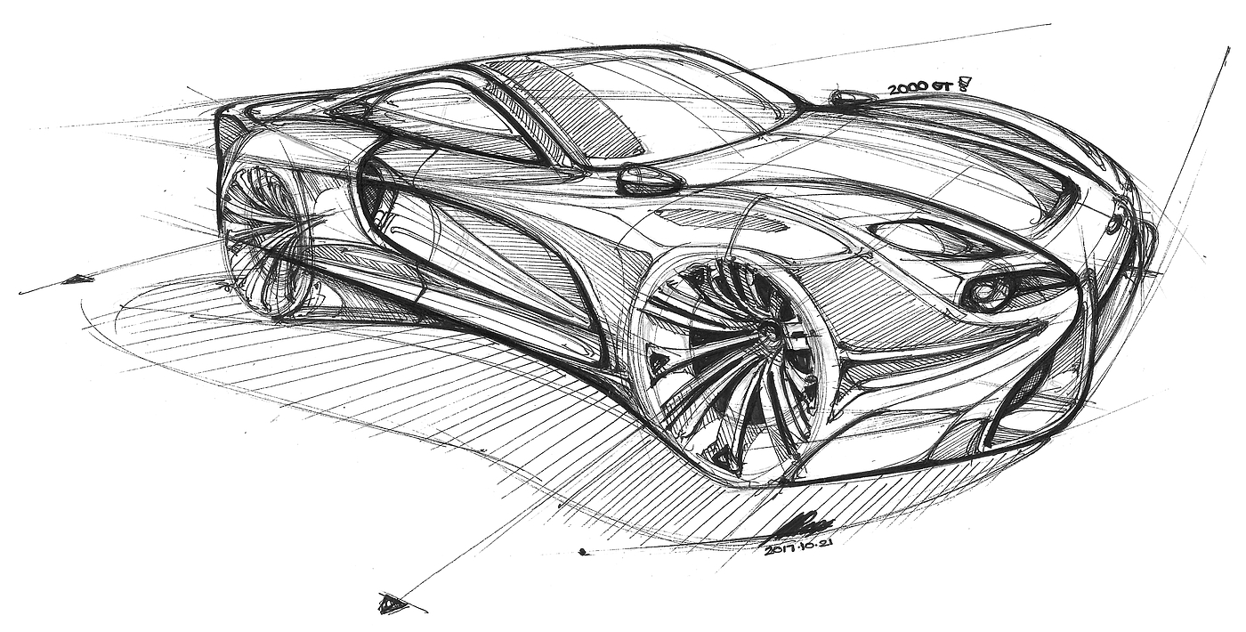 Hand drawn car，vehicle，product design，industrial design，