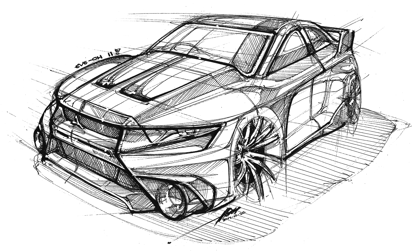 Hand drawn car，vehicle，product design，industrial design，