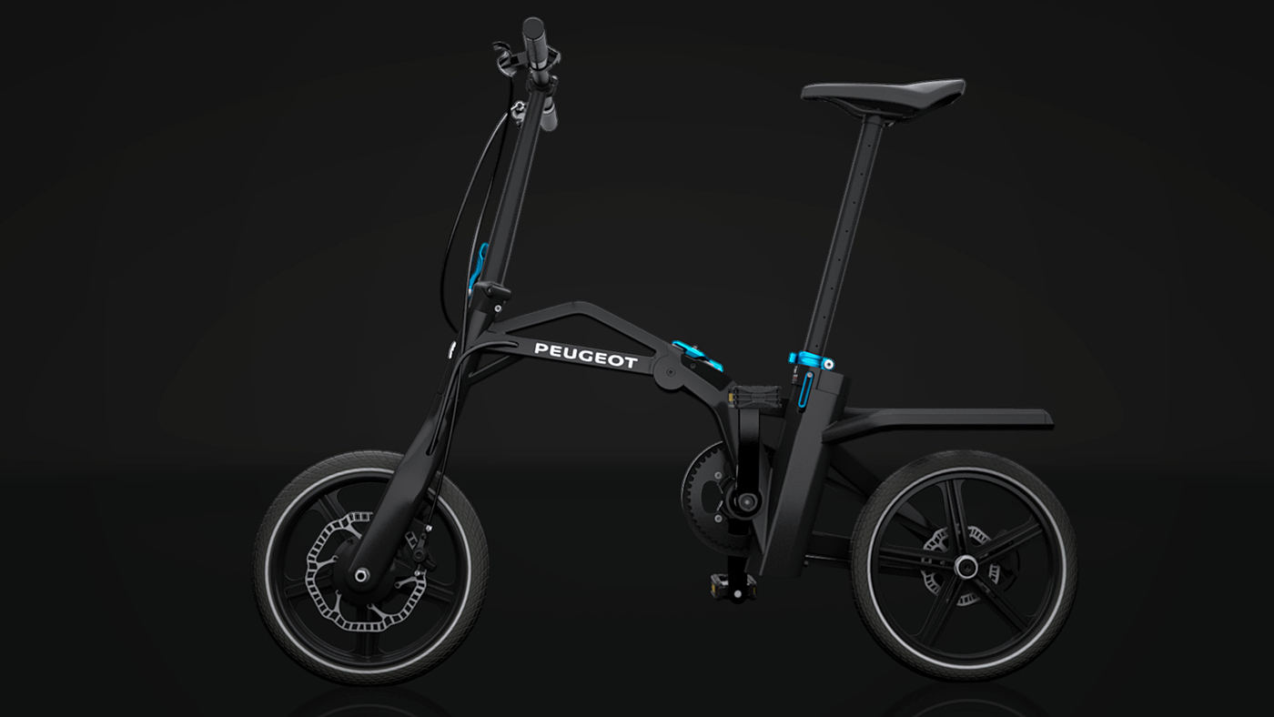 产品设计，工业设计，黑色，折叠自行车，电动自行车，peugeot，
