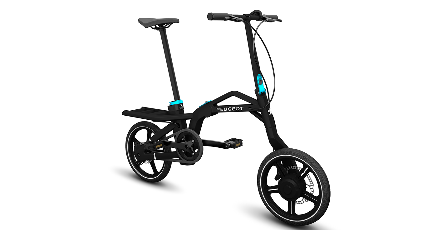 product design，industrial design，black，Folding bicycle，Electric bicycle，peugeot，