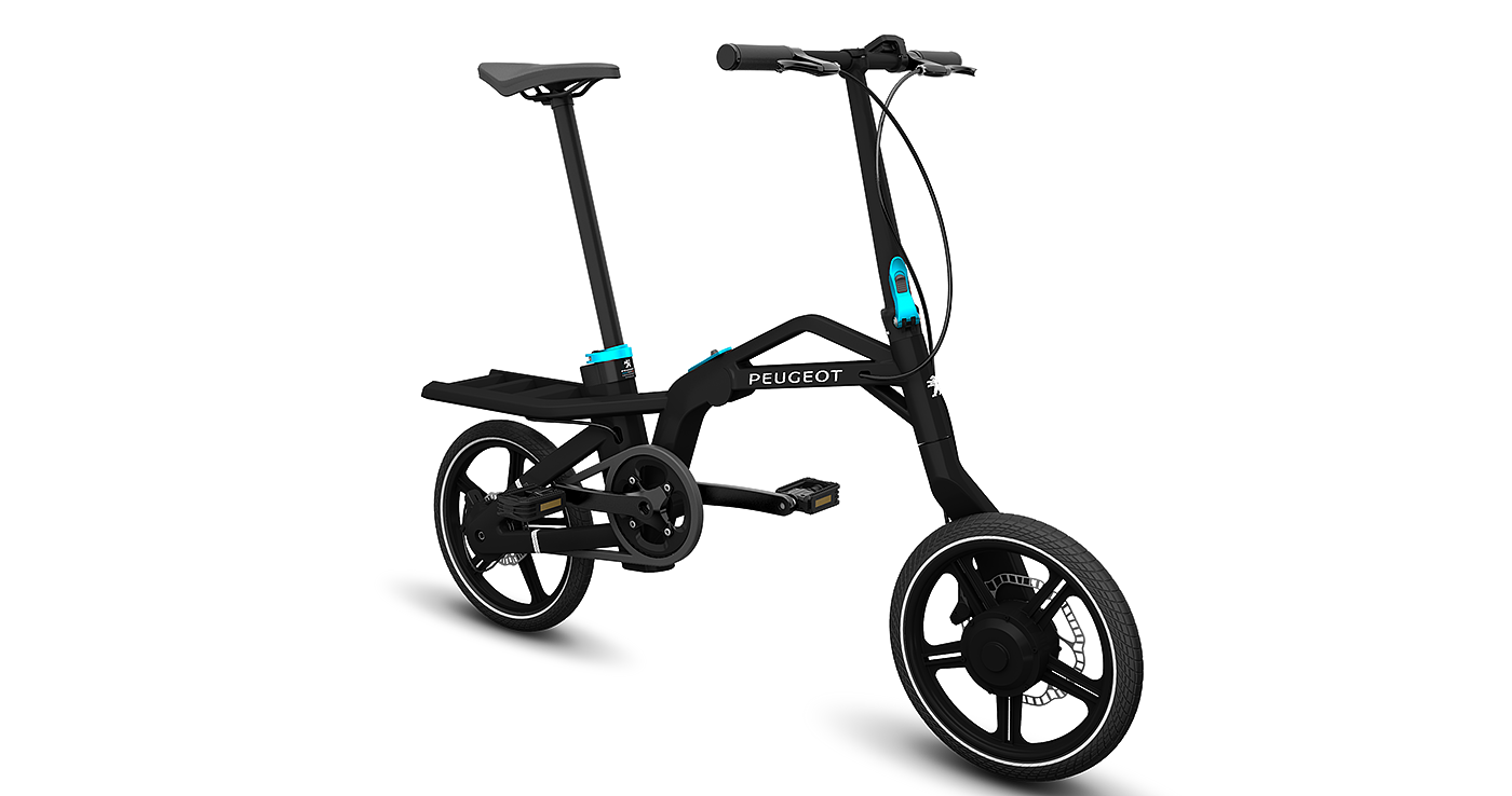 product design，industrial design，black，Folding bicycle，Electric bicycle，peugeot，