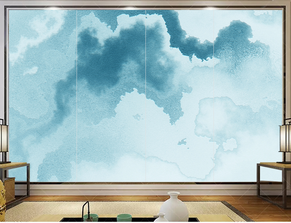 MICAHSO，2018 contemporary new infinite ink painting，Art，Background mural，Non repeating composition，sky blue，Sea blue，More art, more freedom，