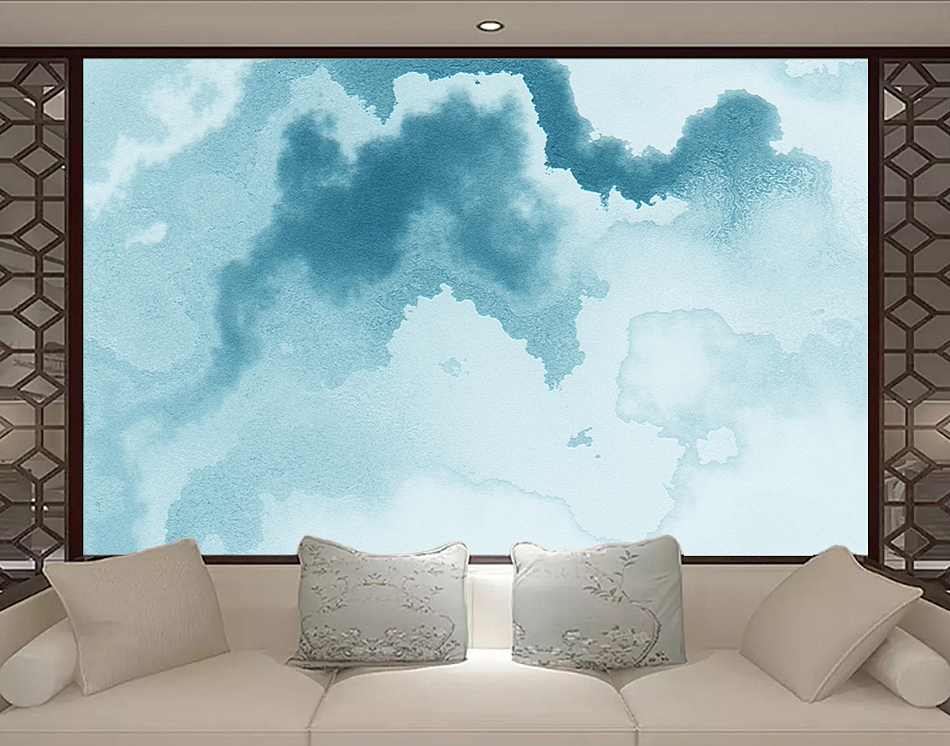 MICAHSO，2018 contemporary new infinite ink painting，Art，Background mural，Non repeating composition，sky blue，Sea blue，More art, more freedom，