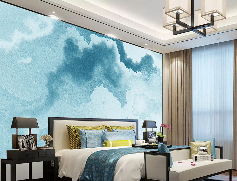 MICAHSO，2018 contemporary new infinite ink painting，Art，Background mural，Non repeating composition，sky blue，Sea blue，More art, more freedom，