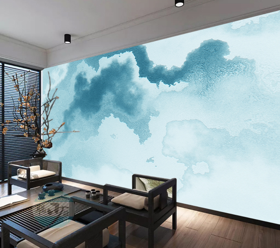 MICAHSO，2018 contemporary new infinite ink painting，Art，Background mural，Non repeating composition，sky blue，Sea blue，More art, more freedom，