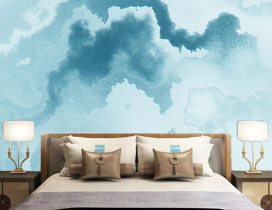 MICAHSO，2018 contemporary new infinite ink painting，Art，Background mural，Non repeating composition，sky blue，Sea blue，More art, more freedom，